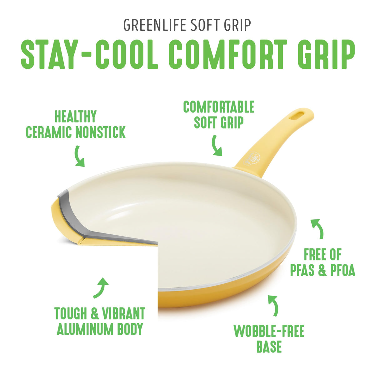 Soft Grip Healthy Ceramic Nonstick 18 Piece Kitchen Cookware Pots and Frying Sauce Saute Pans Set