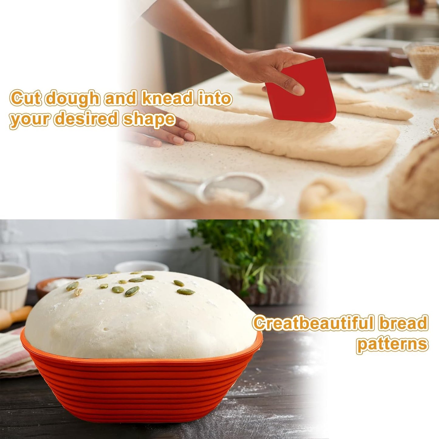 Silicone Banneton, Sourdough Bread Baskets (Set of 6, 6.5 Inch), Oval Proofing Bread Bowls with Starter Kit, Bread Making Baking Supplies - Culinary Roots