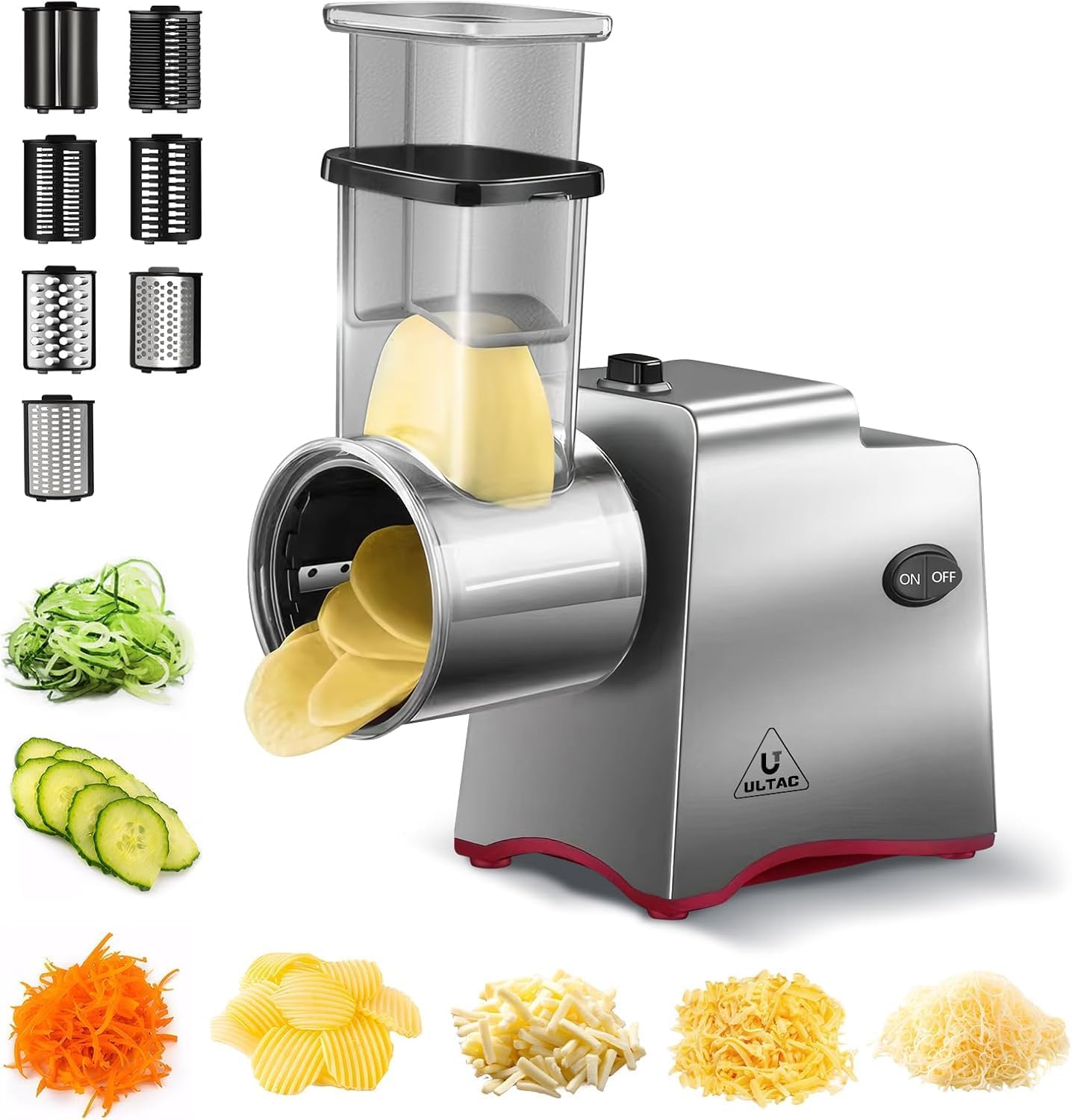 ULTACElectric Cheese Grater,Electric Cheese Grater for Block Cheese with 7 Different Shapes of Blades, 250W Electric Slicer Shredder, Electric Salad Machine for Cheeses, Fruits, Vegetables - Culinary Roots