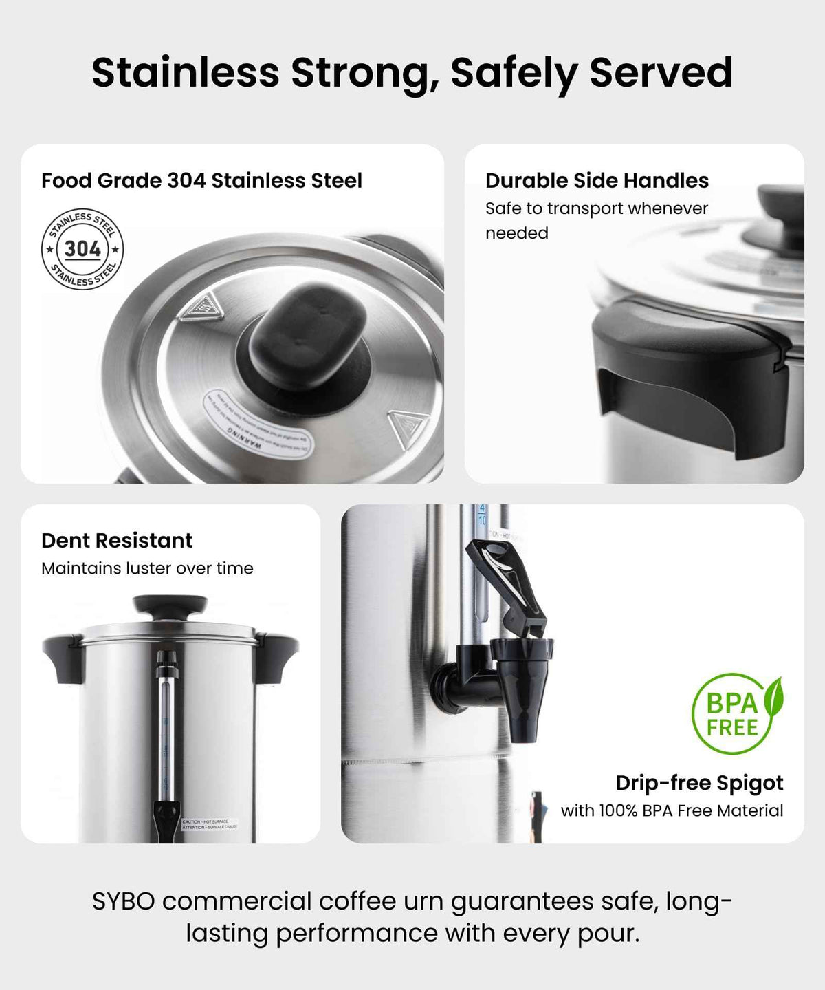 SR CP Commercial Grade Stainless Steel Percolate Coffee Maker Hot Water Urn for Catering