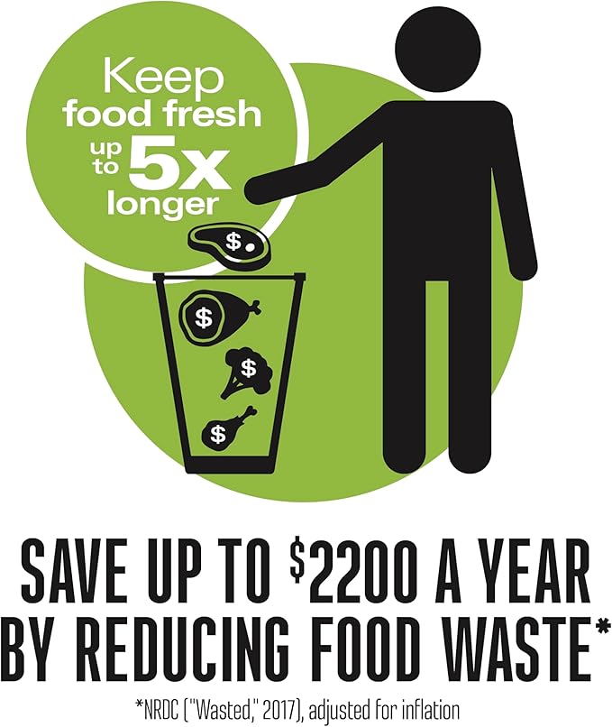 Weston Vacuum Sealer Bags, 2 Ply 3mm Thick, for NutriFresh, FoodSaver & Other Heat-Seal Systems, for Meal Prep and Sous Vide, BPA Free, 11" x 16" (Gallon), 50 count with Resealable Zipper, Clear