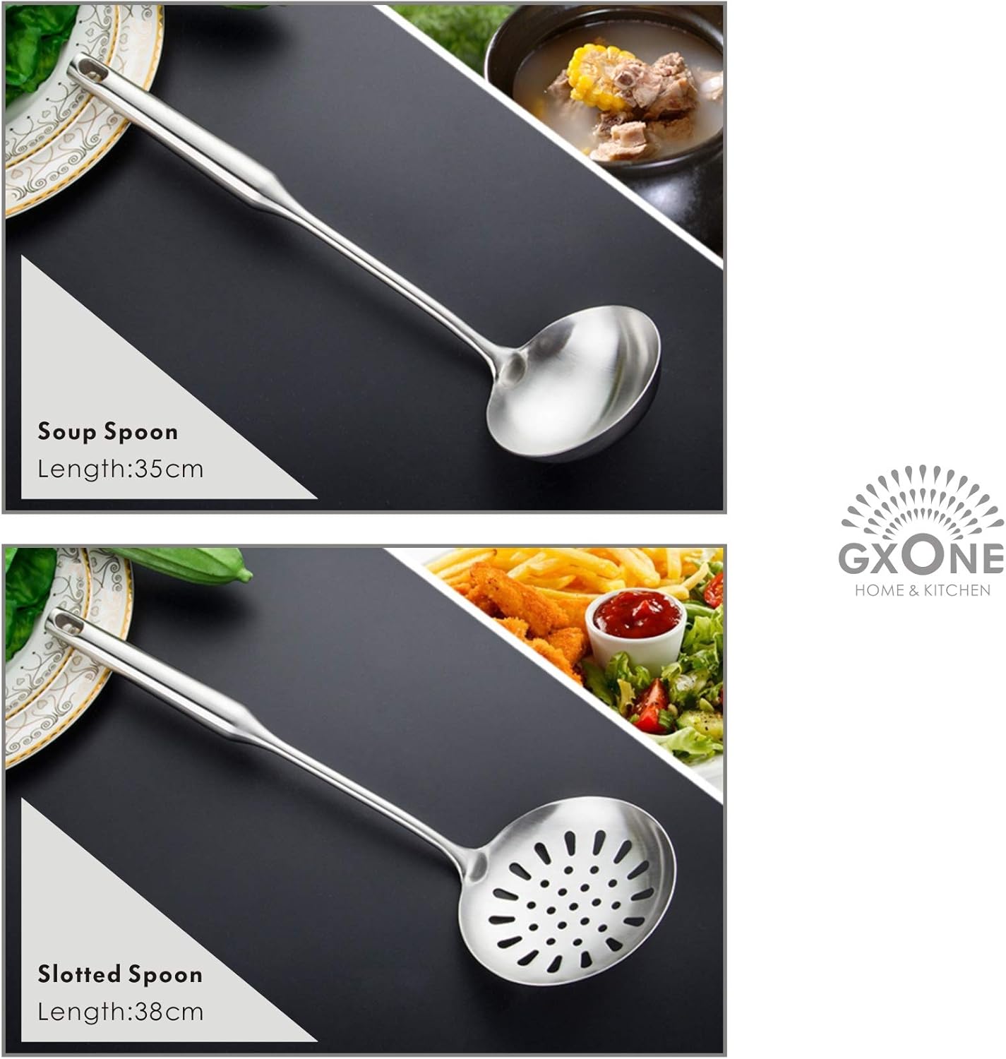 Kitchen Utensil Set – 6 Piece Stainless Steel Cooking Utensils with Rotating Holder Organizer Includes Slotted Spoon, Slotted Spatula, Large Spoon, Soup Ladle, Spatula, Pasta Server Silver/7PCS - Culinary Roots