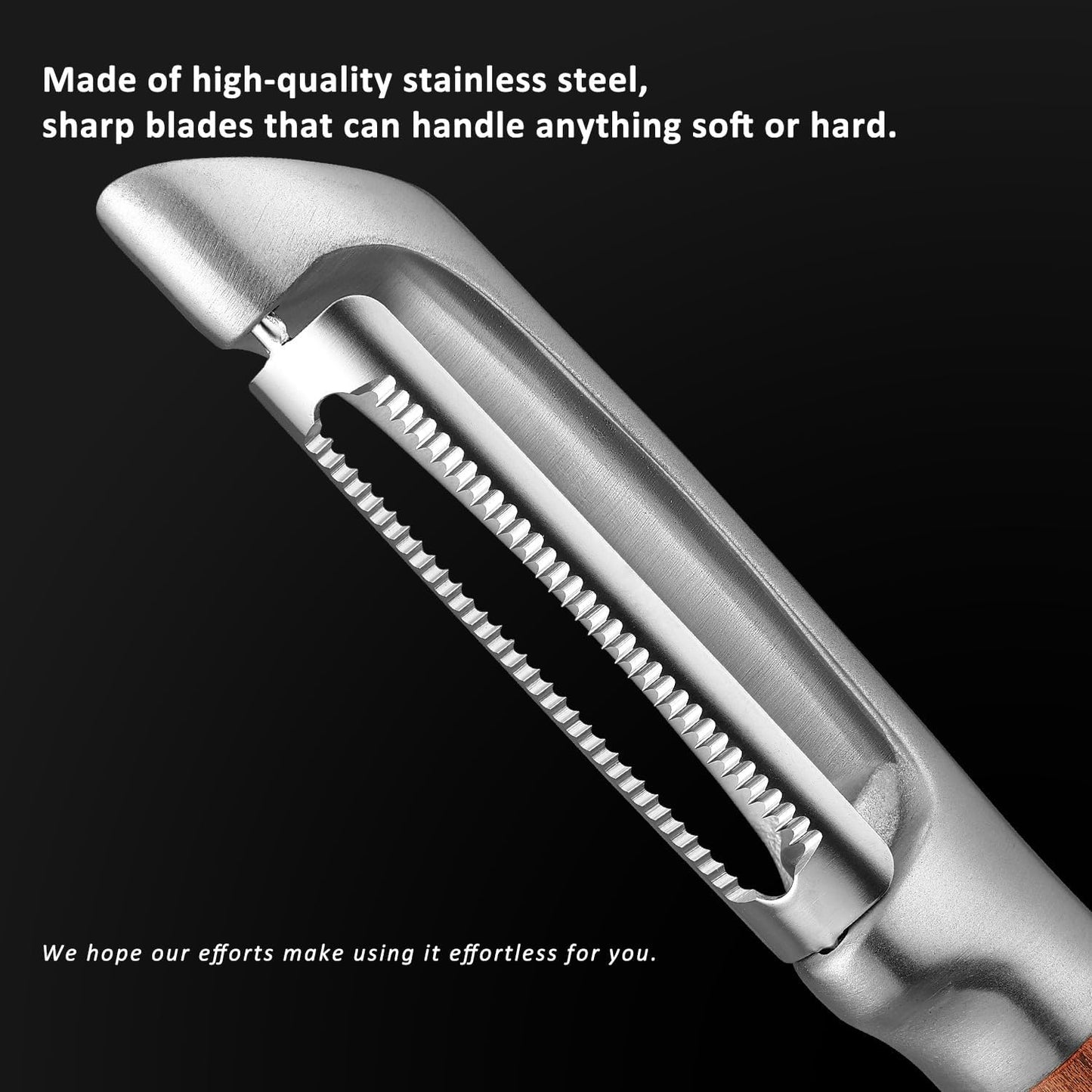 Serrated Blade Premium I Type 304 Stainless Steel Multifunctional Kitchen Peeler Real Wood Handle Ultra Sharp Blade Vegetable Potato Apple(Boluoge) - Culinary Roots