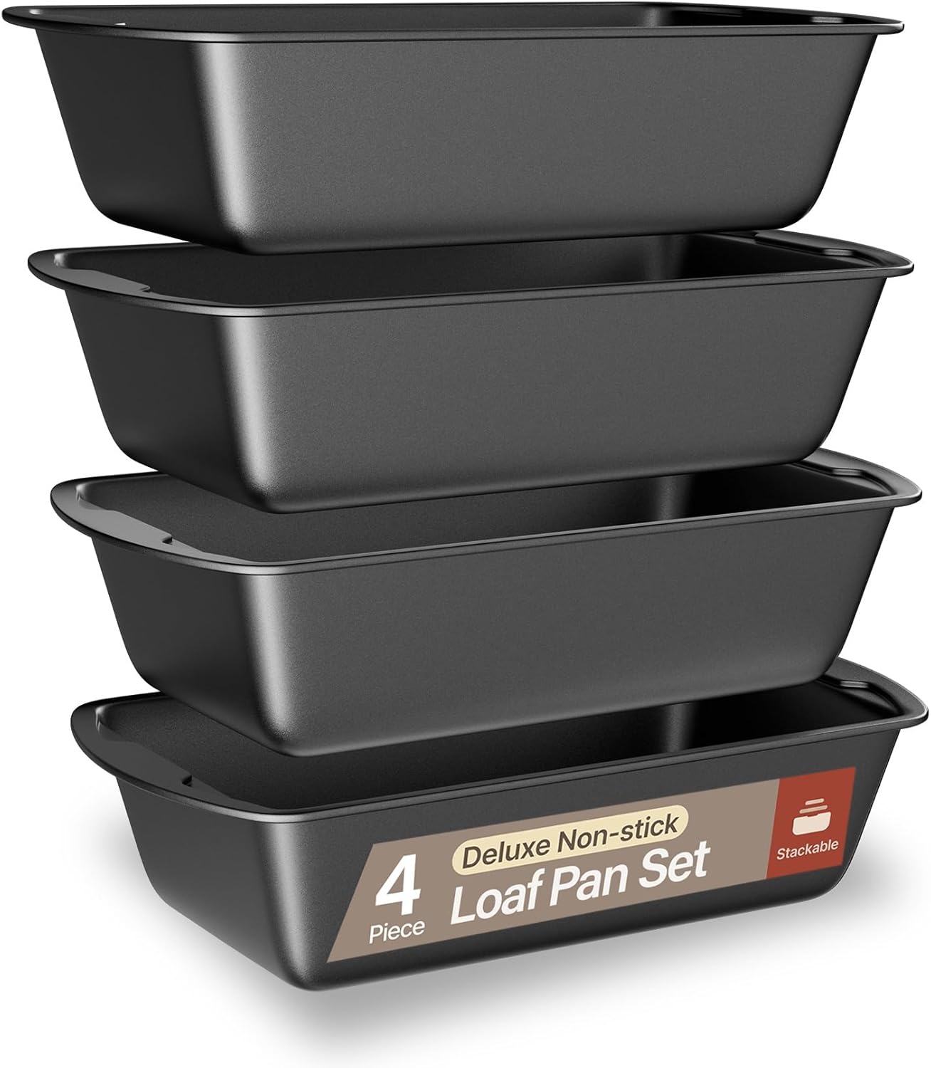 BAKKENMASTER Loaf Pan Set 4-Piece - Deluxe Nonstick Carbon Steel Bakeware for Perfect Bread and Cakes – Dishwasher Safe, Premium Pans for Home Baking - Culinary Roots