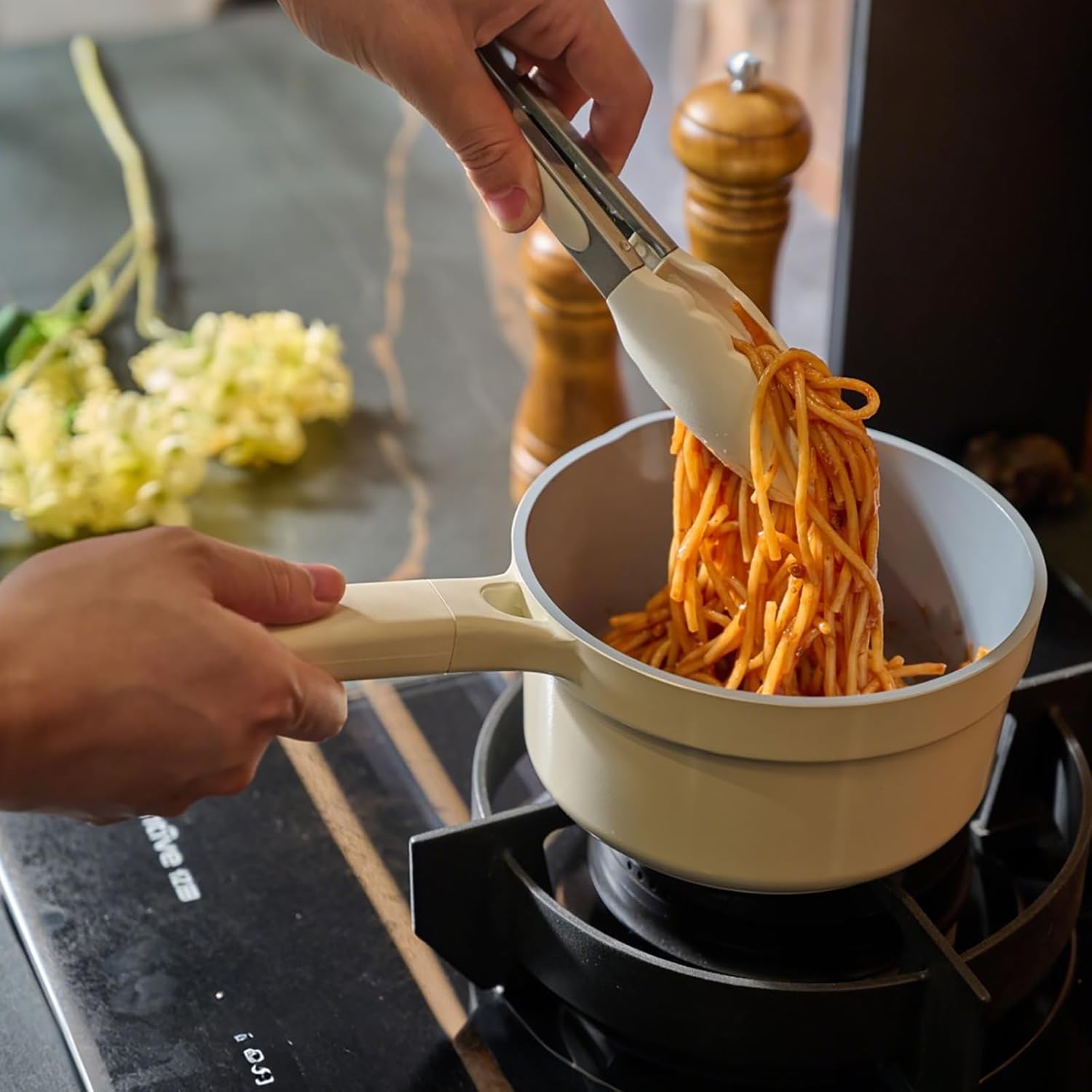 1.6 Quart Sauce Pan with Lid, Non Stick Saucepan Pot for Cooking with Pour Spout and Handle for Stove,Induction,Gas,Non Toxic,PFOA Free - Culinary Roots