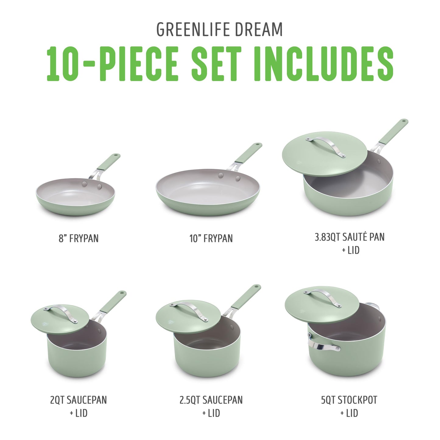 10 Piece Nonstick Ceramic Cookware Set