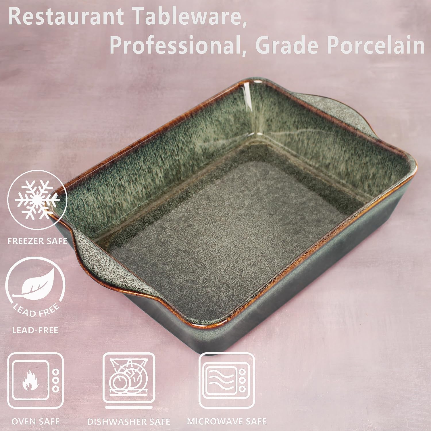 Ceramic Casserole Baking Dish, 2 Quarts Baking Dish for Oven, Lasagna Pans, Oven Safe Durable Bakeware for Kitchen Home Decor, Banquet and Dinner, Rectangular 1 PCS 10 x 8 Inch - Culinary Roots