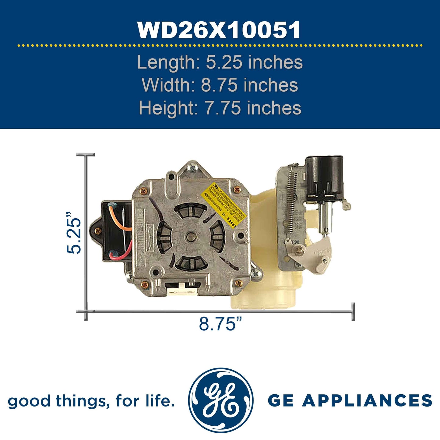 WD26X10051 Genuine OEM Pump and Motor Assembly for GE Dishwasher