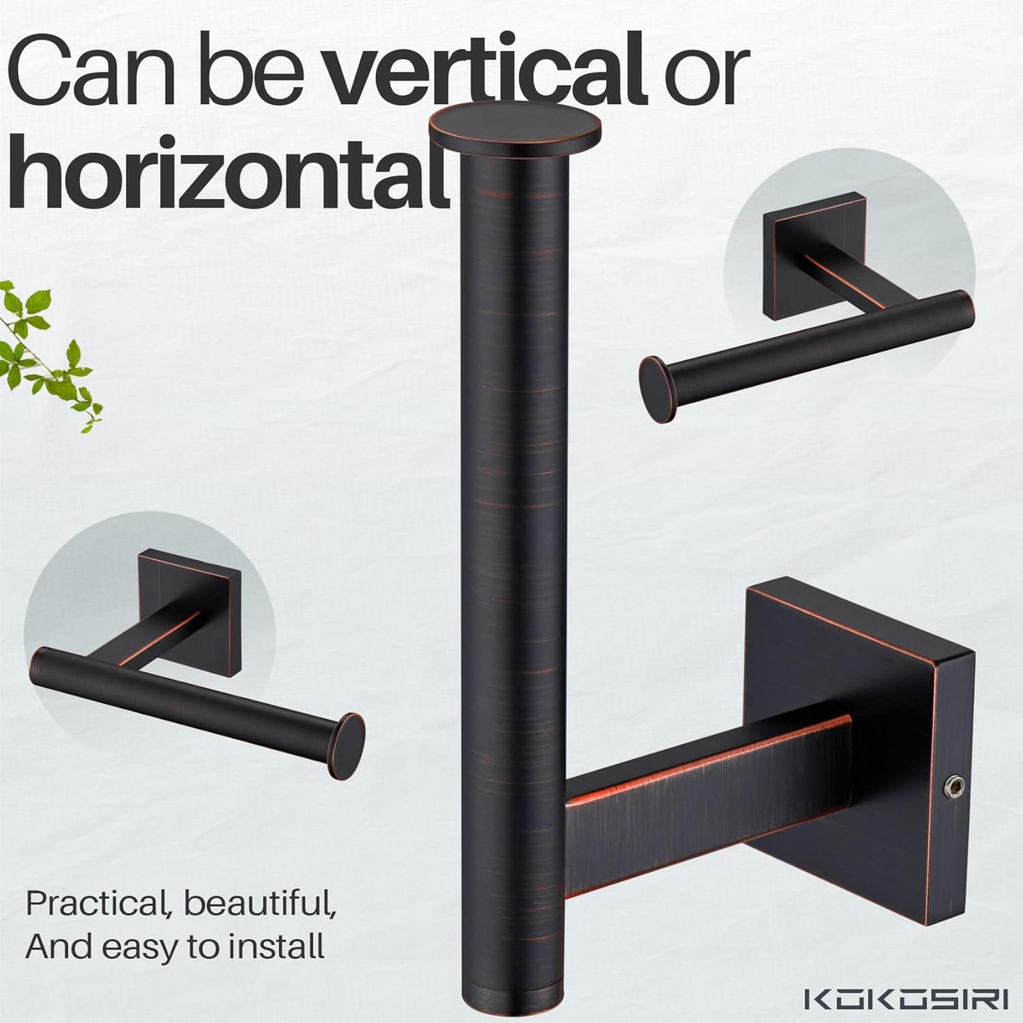 KOKOSIRI Toilet Paper Holder Oil Rubbed Bronze for Bathroom Kitchen Toilet Roll Holder Hold Mega Rolls Wall Mount, Stainless Steel 2 Pack, B2008ORB-P2