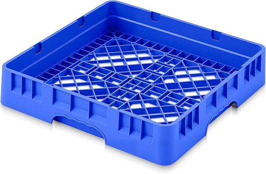 1 Pack Commercial Dishwasher Tray Rack Polypropylene Full Size Flatware Rack for Bowls Plates Knives Forks Cups (Basic,Blue)