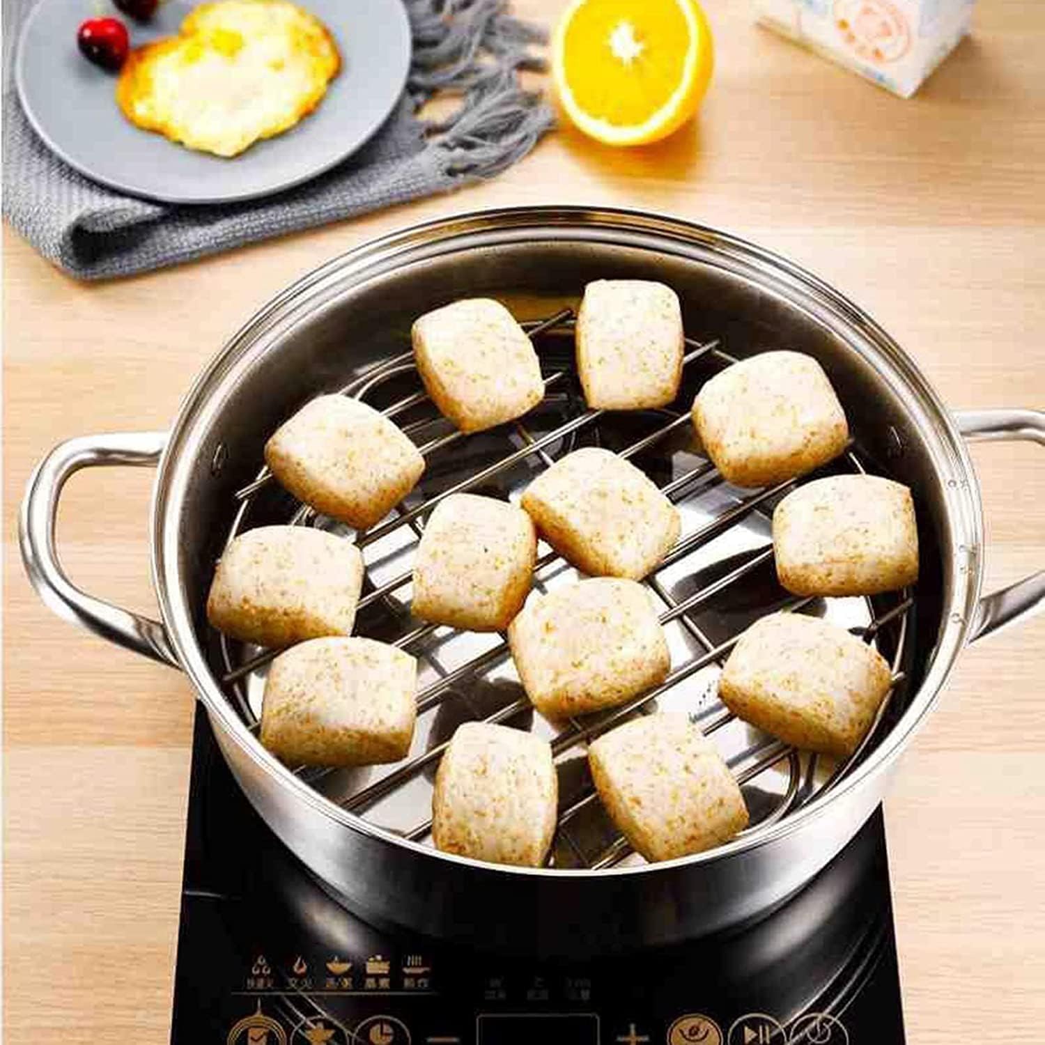 12.8" Round Cooking Rack Versatile Stainless Steel Grid Grill Steamer Rack, Fits Air Fryer Pot Pressure Cooker Canning - Culinary Roots