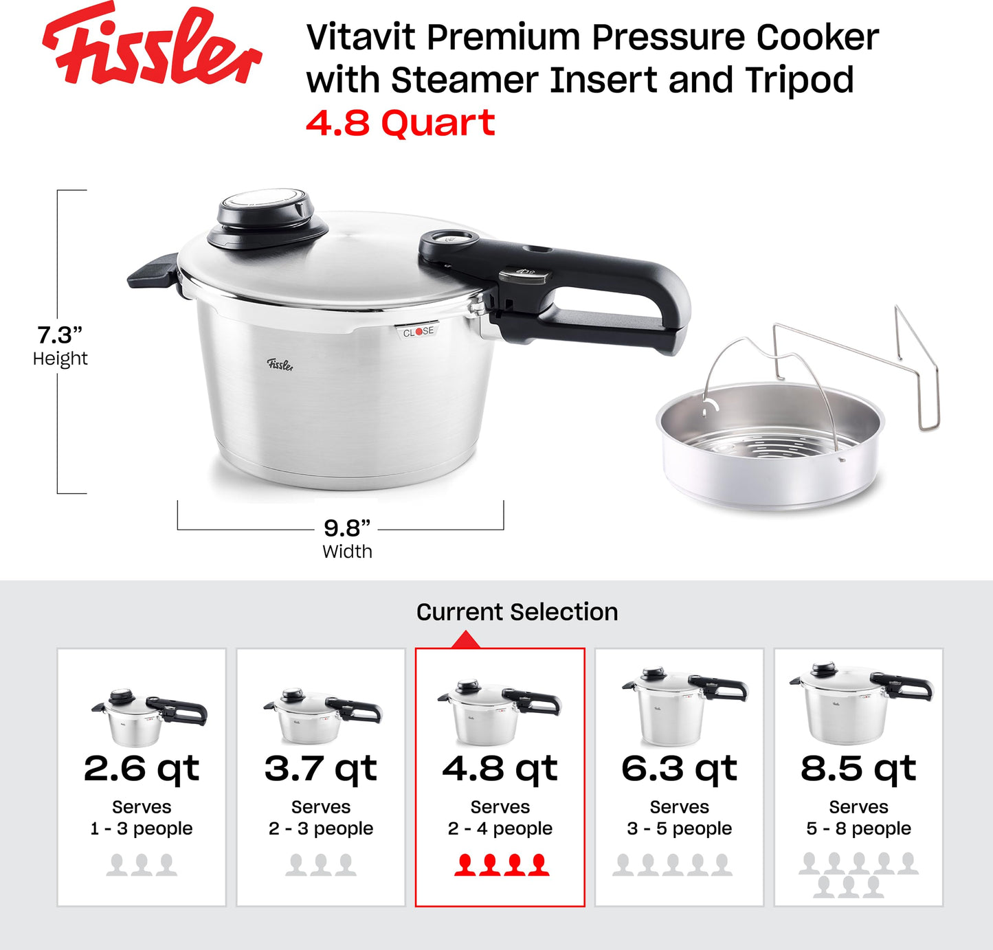 Vitavit Premium Pressure Cooker with Steamer Insert