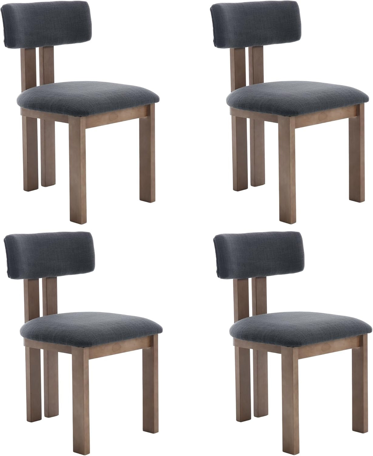 chairus Dining Chairs Set of 4 Linen Fabric Diner Chairs Farmhouse Wood Chairs for Kitchen and Dining Room, Black