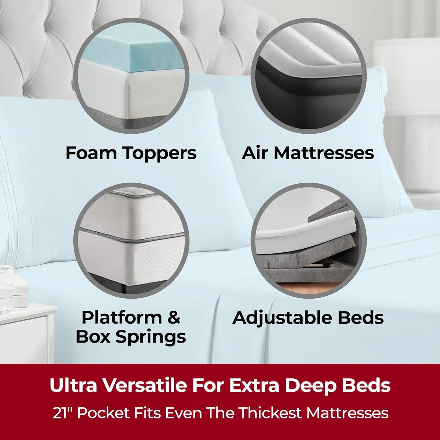 Mellanni Extra Deep King Sheets - 4 PC Iconic Collection Bedding - Hotel Luxury, Ultra Soft, Cooling Bed Sheets - Wrinkle, Fade, Stain Resistant (King, Aqua)