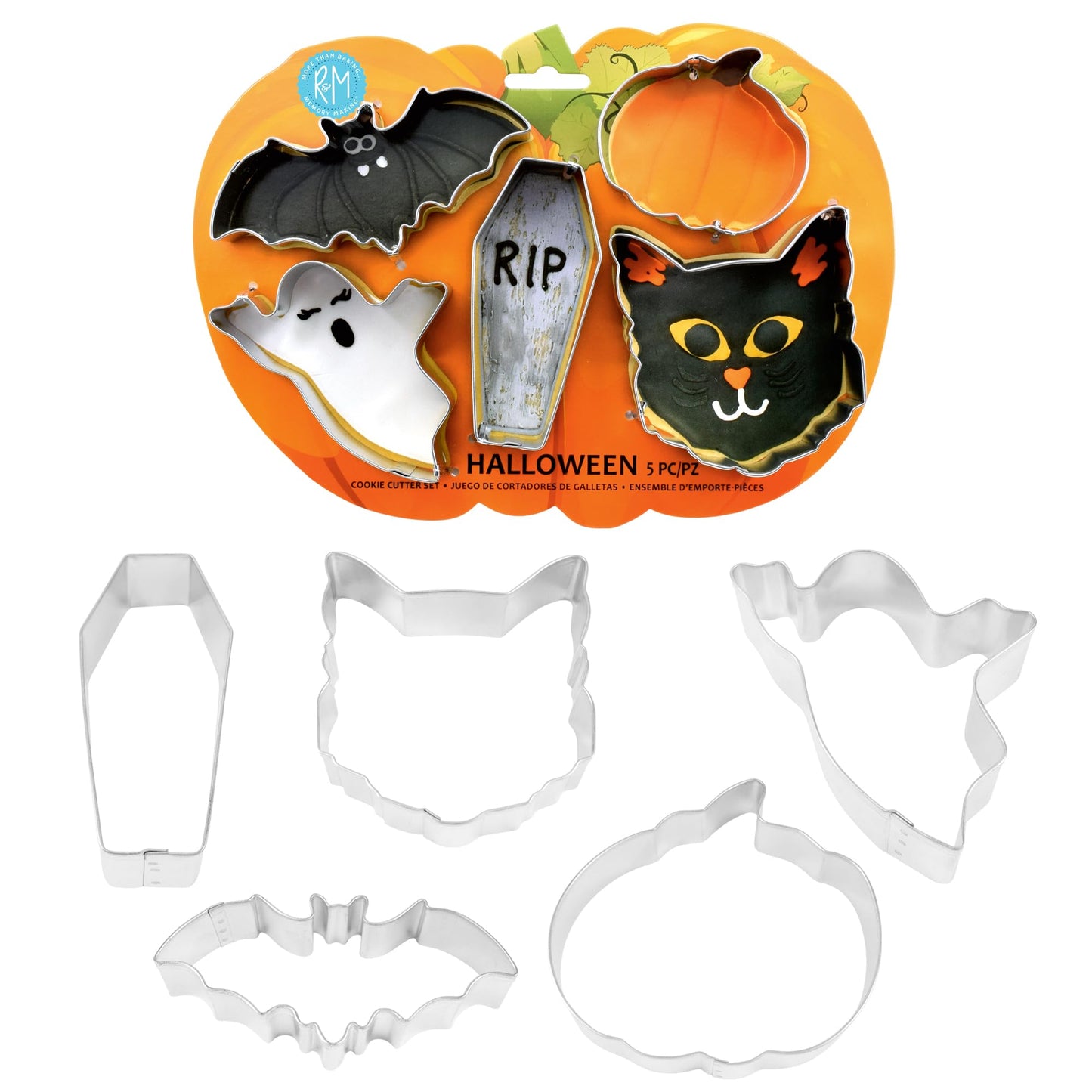 Halloween Cookie Cutter 5 Piece Gift Set. Includes Bat (5 Count)