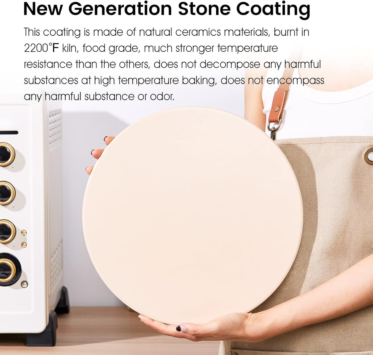 12.6" x 0.4" Coating Pizza Stone, Cordierite & Ceramic Round Pizza Stones for Oven Grill BBQ, Food Grade Baking Stone for Pizza and Bread, Outdoor Pizza Accessories for Grilling - Culinary Roots