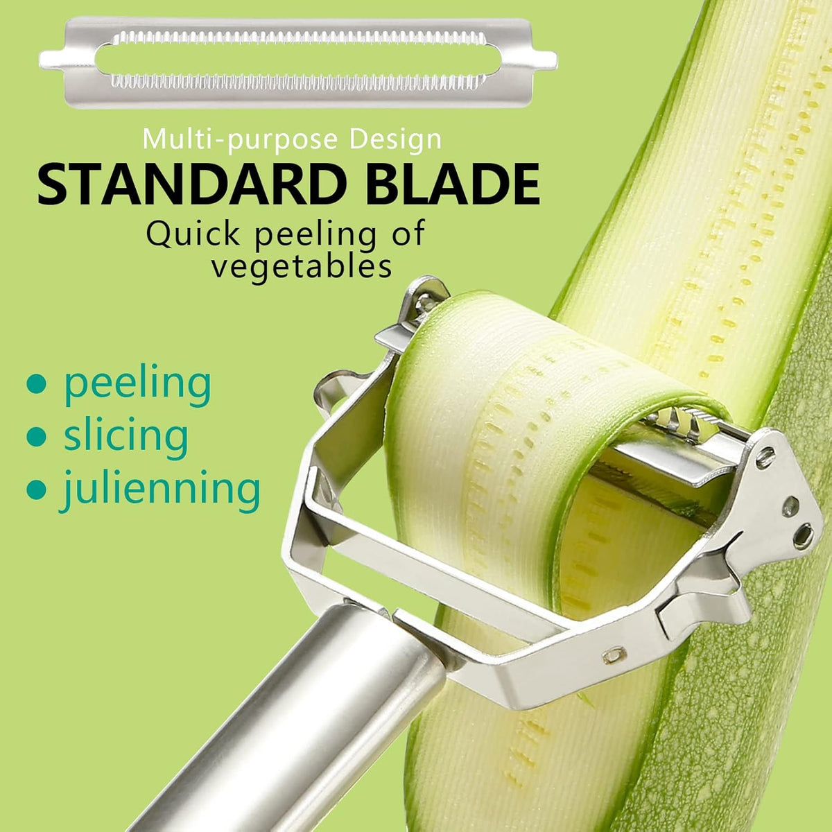 Stainless Steel Peeler Julienne Cutter Slicer for Carrot Potato Melon Vegetable and Fruit with Cleaning Brush - Culinary Roots