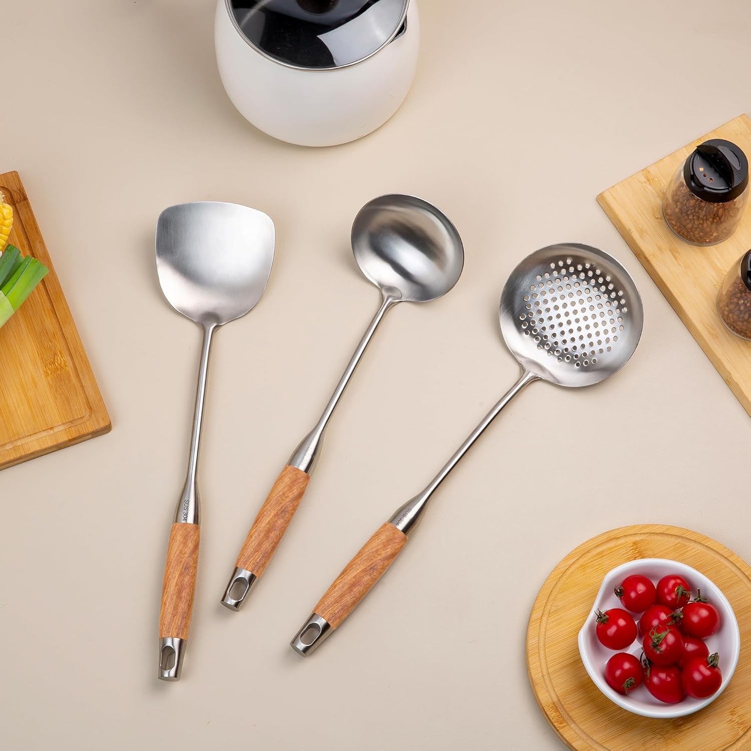 FJNATINH Metal Spatula,Wok Utensil Wok Spatulas for Kitchen Use Cooking Utensils Spatula for Cooking,Wooden Handle - Culinary Roots