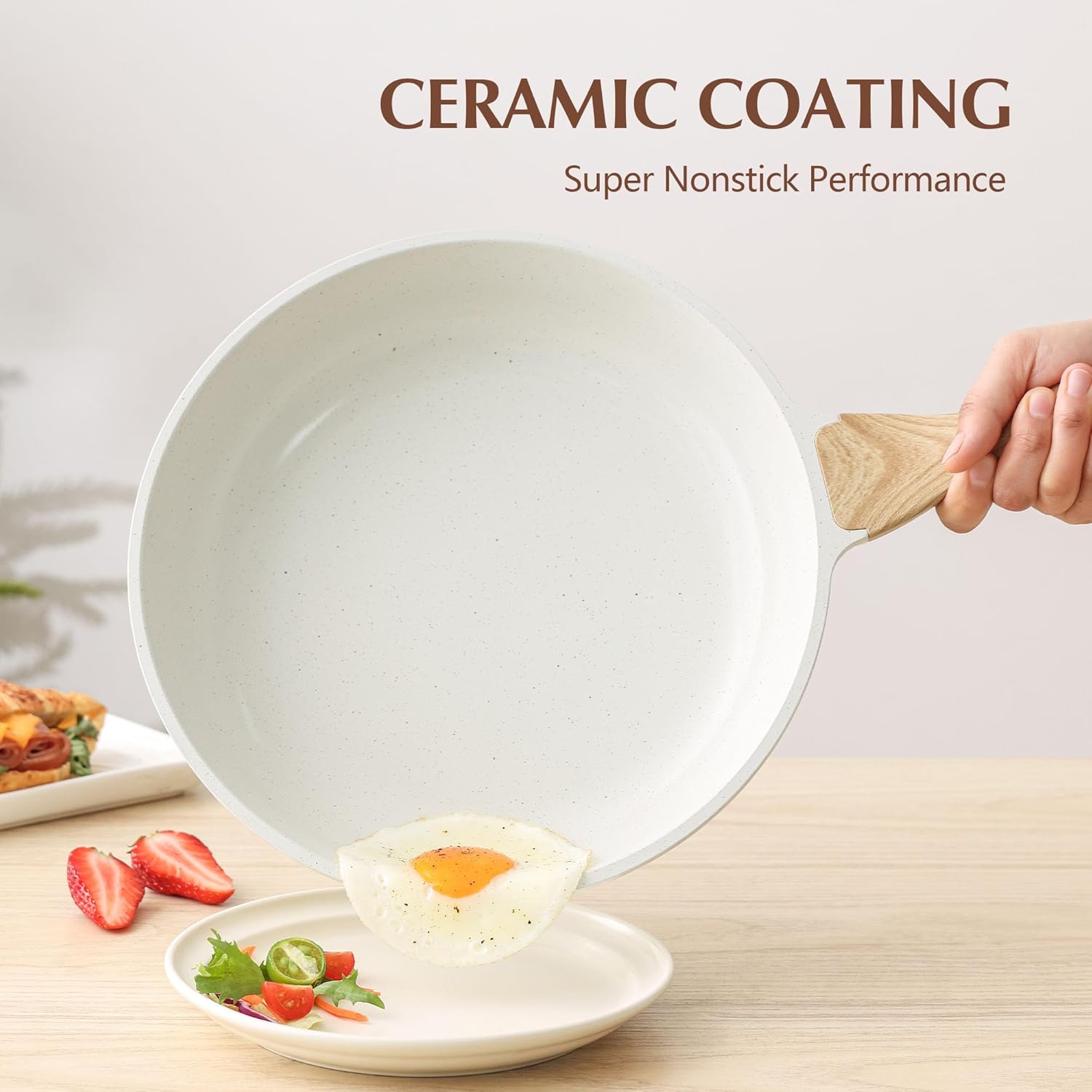 SENSARTE Nonstick Ceramic Frying Pan Skillet with Lid, 11 Inch Omelet Pan, Healthy Non Toxic Chefs Pan, Induction Compatible Egg Pan with Heat Resistant Handle, Free of Intentionally Added PFAS/PTFE - Culinary Roots