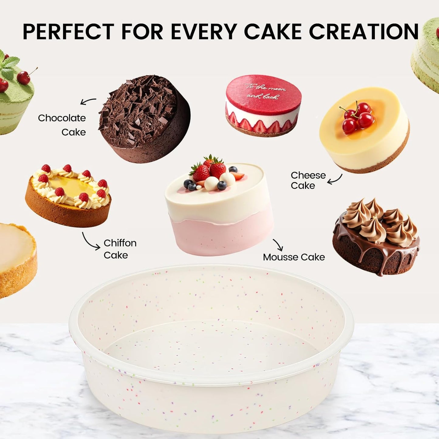 Vinino 6 Inch Silicone Round Cake Pan with Metal Reinforced Frame Set of 3, Nonstick Silicone Springform Pan for Baking Suitable for Making Layers, Cheese & Chocolate Cakes - Culinary Roots