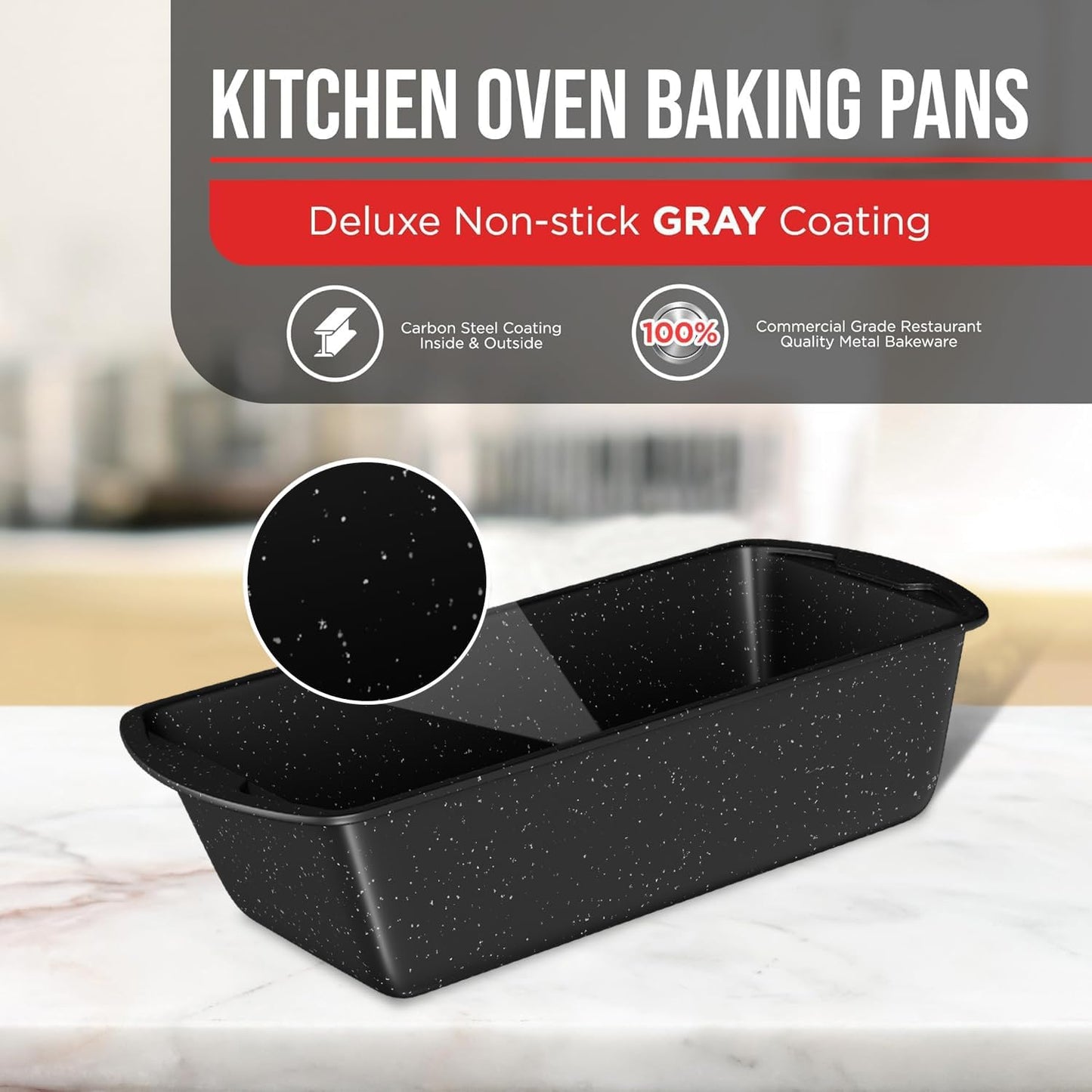 BAKKENMASTER Loaf Pan Set 1-Piece - Deluxe Nonstick Carbon Steel Bakeware for Perfect Bread and Cakes – Dishwasher Safe, Premium Pans for Home Baking - Culinary Roots