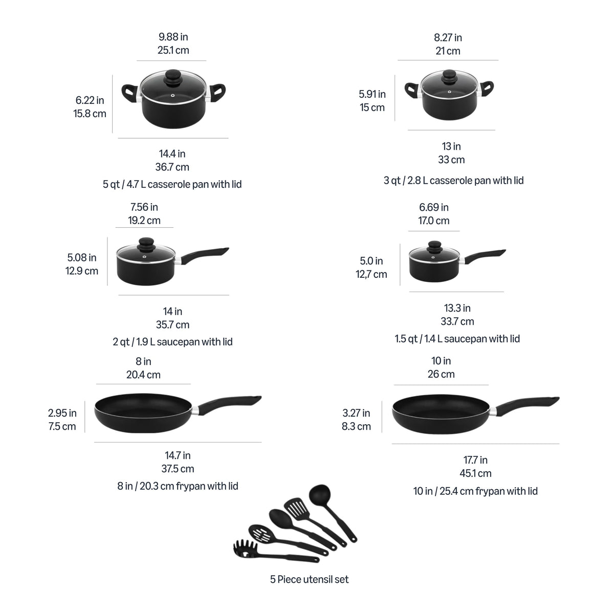 Ceramic Non Stick Cookware 15 (6 Count)