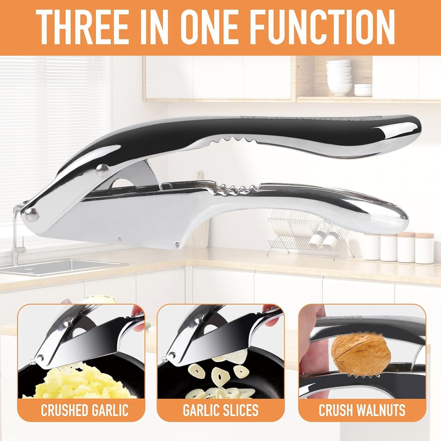 Garlic press and slicer 2 in 1,Effortlessly Crush, Slice, and Mince Garlic,with this Versatile Kitchen Tool - Perfect for Home Cooks and Professional Chefs Alike. (Silvery) - Culinary Roots
