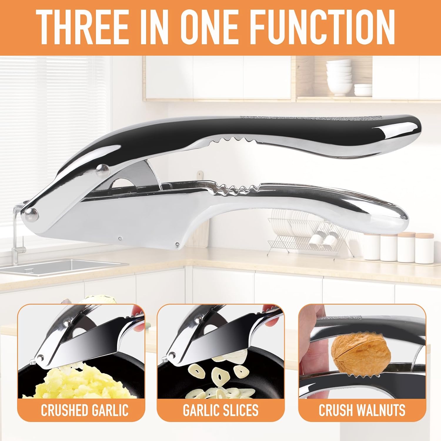 Garlic press and slicer 2 in 1,Effortlessly Crush, Slice, and Mince Garlic,with this Versatile Kitchen Tool - Perfect for Home Cooks and Professional Chefs Alike. (Silvery) - Culinary Roots
