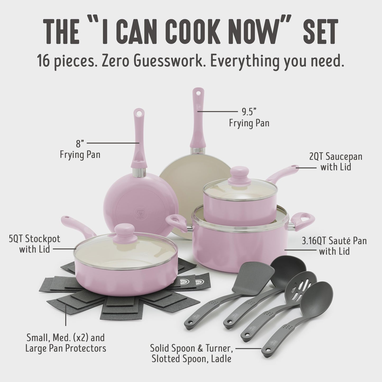 16pc Ceramic Nonstick Pots & Pans Cookware Set