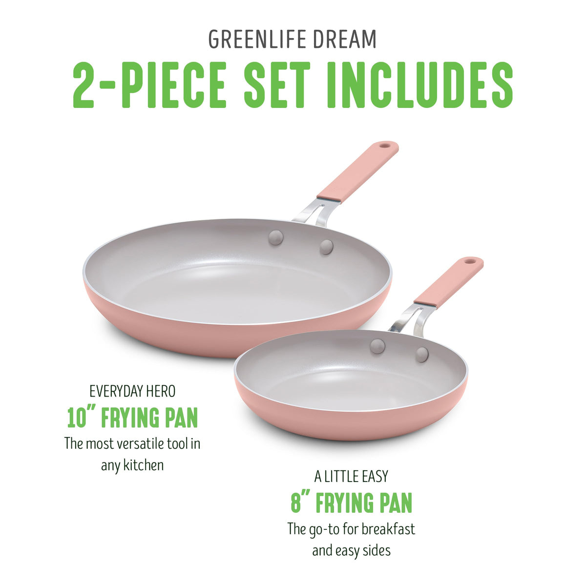 8” & 10” 2 Piece Nonstick Ceramic Frying Pan Set (2 Count)
