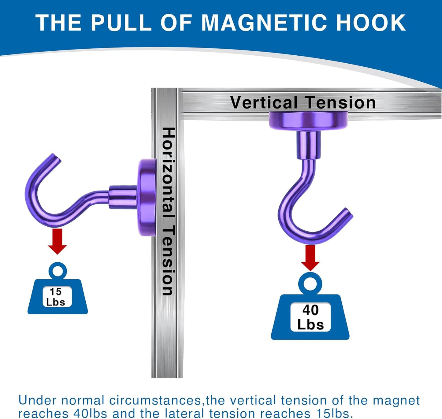 LOVIMAG Cruise Essentials Must Haves, 40Lbs Purple Cruise Magnets, Strong Magnetic Hooks for Hanging Cruise Lanyard, Fridge, Ceiling, 6 Pack