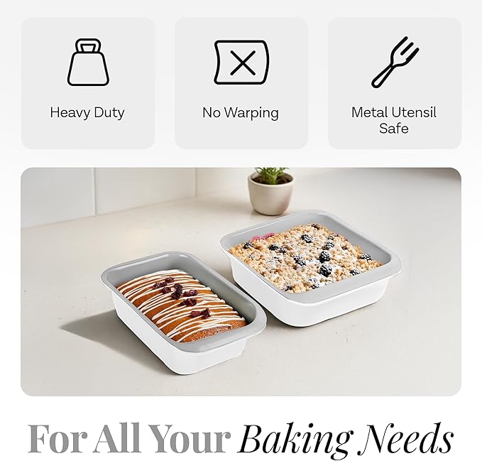 Gotham Steel 6 Pc Stackable Baking Pans Set, 70% Space Saving Design, Ceramic Bakeware Sets Non Toxic Made Without PFOA PFOS, with Baking Sheet Tray, Cake & Muffin Pans, Oven & Dishwasher Safe