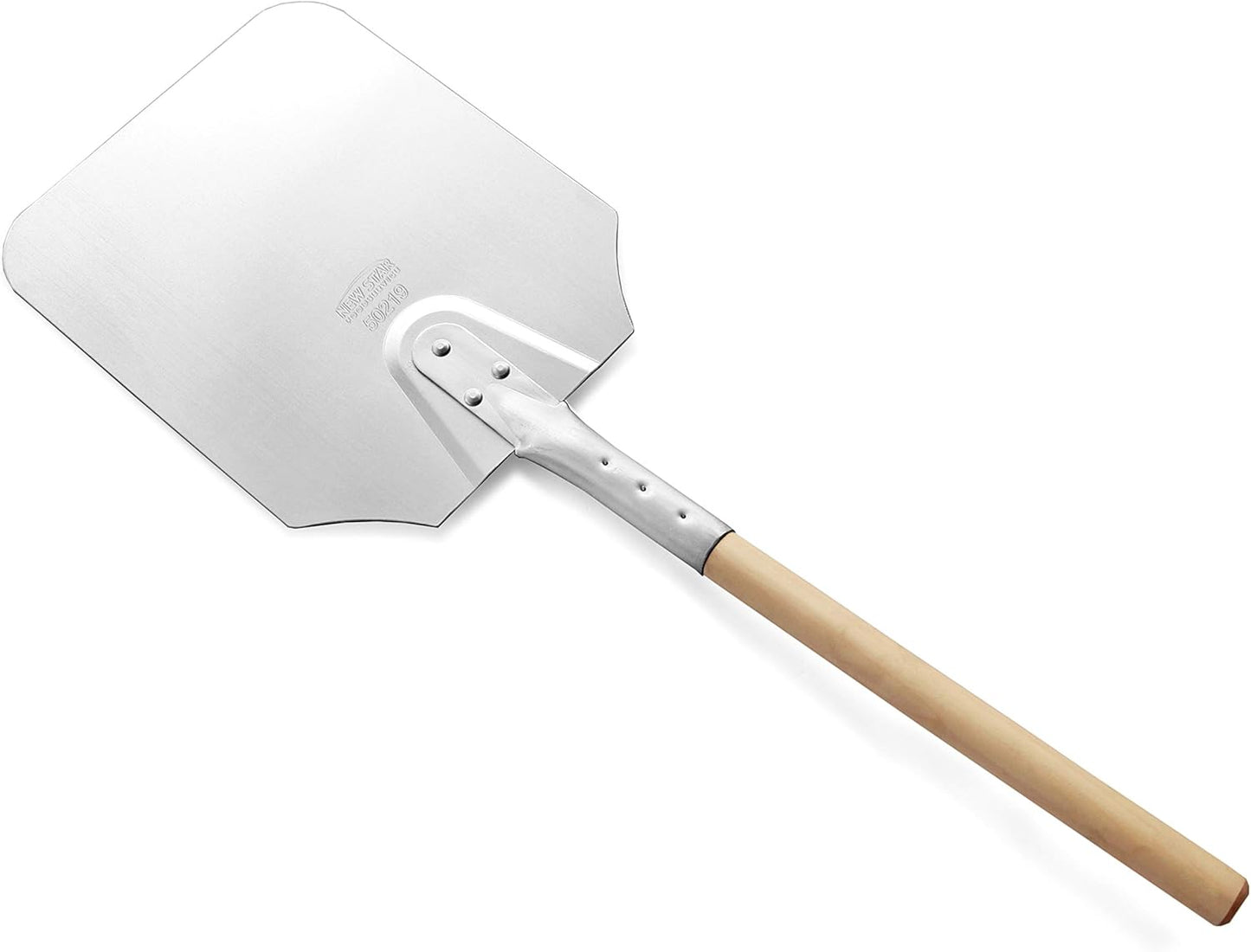 New Star Foodservice 50219 Aluminum Pizza Peel, Wooden Handle, 9 x 11 inch Blade, 26 inch overall - Culinary Roots