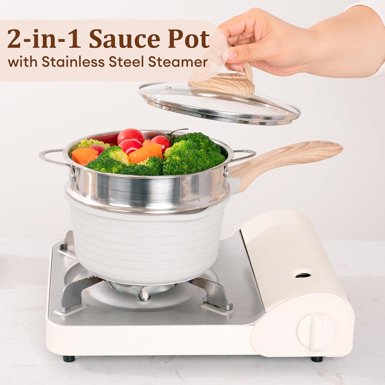 JEETEE 2.5 Quart Saucepan with Steamer Basket, Small Sauce Pot with Lid，Nonstick Coating with Pour Spout, Induction Compatible Cookware Sauce Pan for Cooking, PFOA/PFOS Free - Culinary Roots