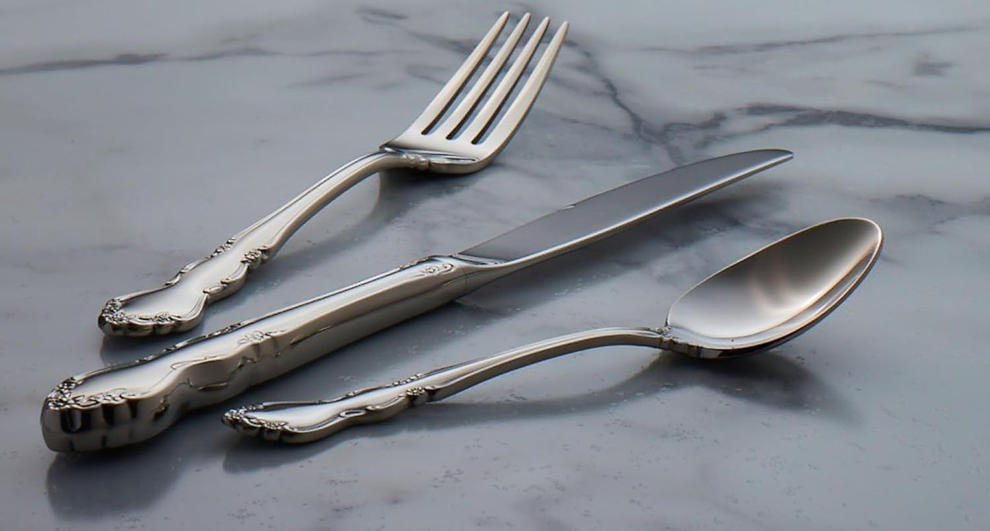 Oneida Dover Fine Flatware Salad Forks, Set of 4 , 18/10 Stainless Steel, Silverware Set, Dishwasher Safe
