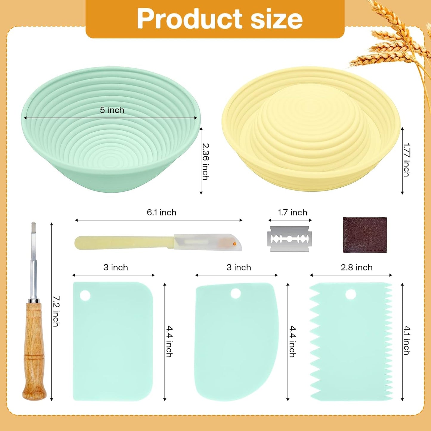 Silicone Banneton, Sourdough Bread Baskets (Set of 6, 5 Inch), Round Proofing Bread Bowls with Starter Kit, Bread Making Baking Supplies - Culinary Roots