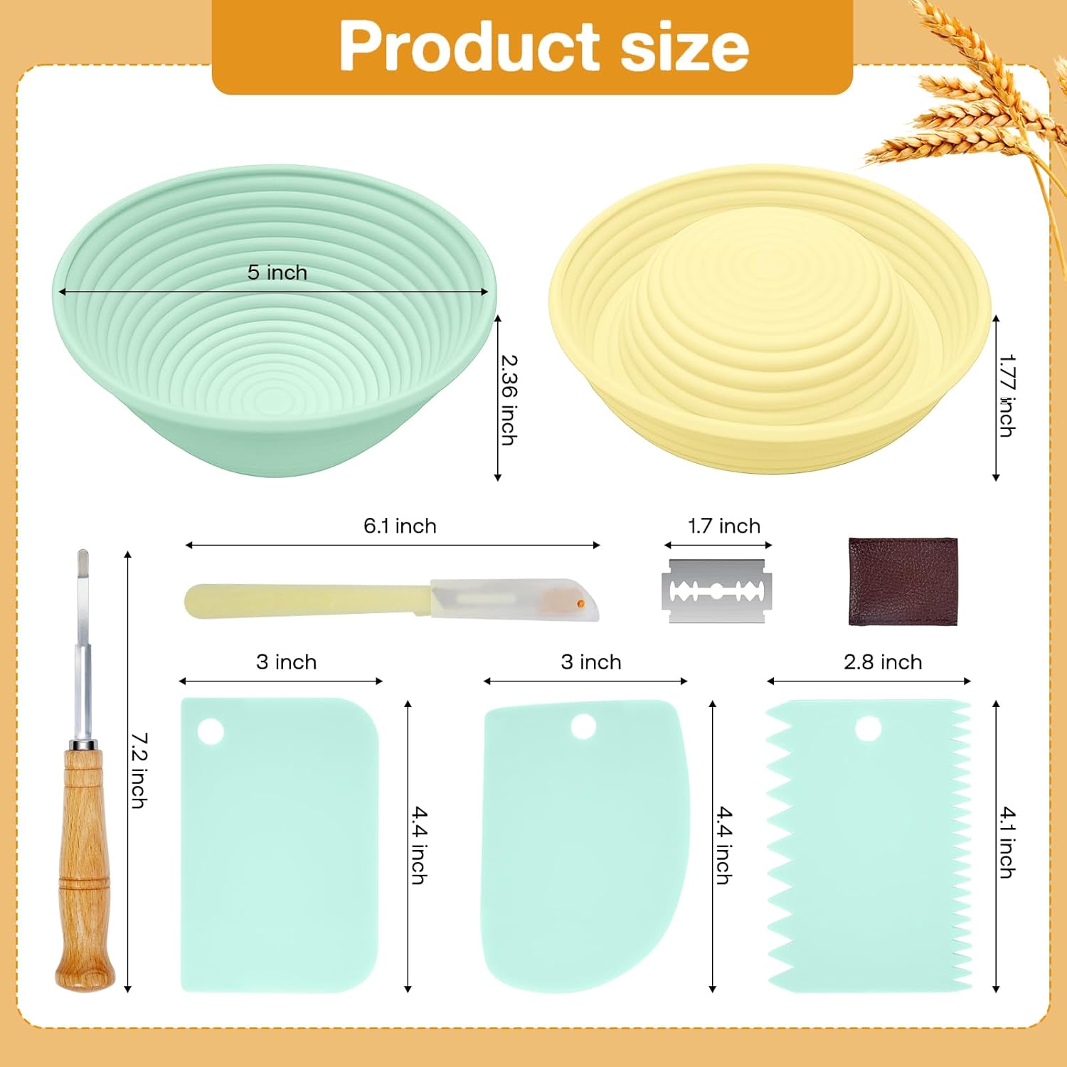 Silicone Banneton, Sourdough Bread Baskets (Set of 6, 5 Inch), Round Proofing Bread Bowls with Starter Kit, Bread Making Baking Supplies - Culinary Roots