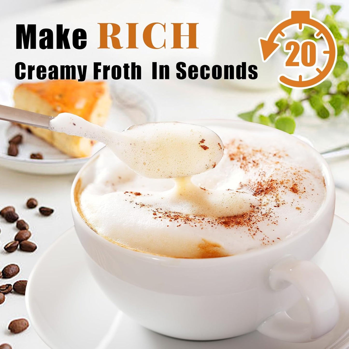 Nahida Pink Milk Frother Wand for Coffee, Frother Handheld Rechargeable Electric Whisk with 3 Heads 3 Speeds Drink Mixer Coffee Frother Foam Maker For Latte, Cappuccino, Hot Chocolate, Egg