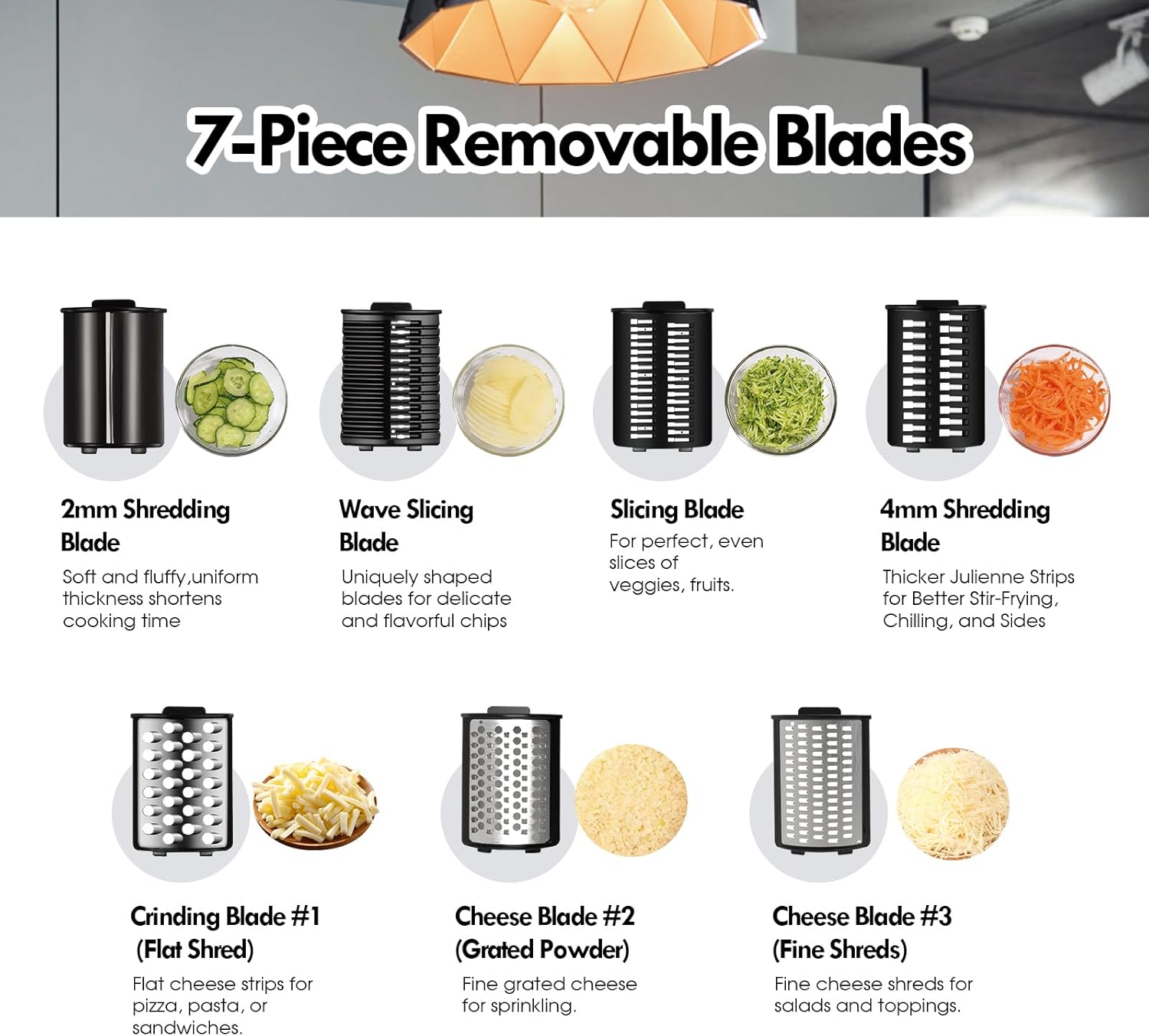 ULTACElectric Cheese Grater,Electric Cheese Grater for Block Cheese with 7 Different Shapes of Blades, 250W Electric Slicer Shredder, Electric Salad Machine for Cheeses, Fruits, Vegetables - Culinary Roots