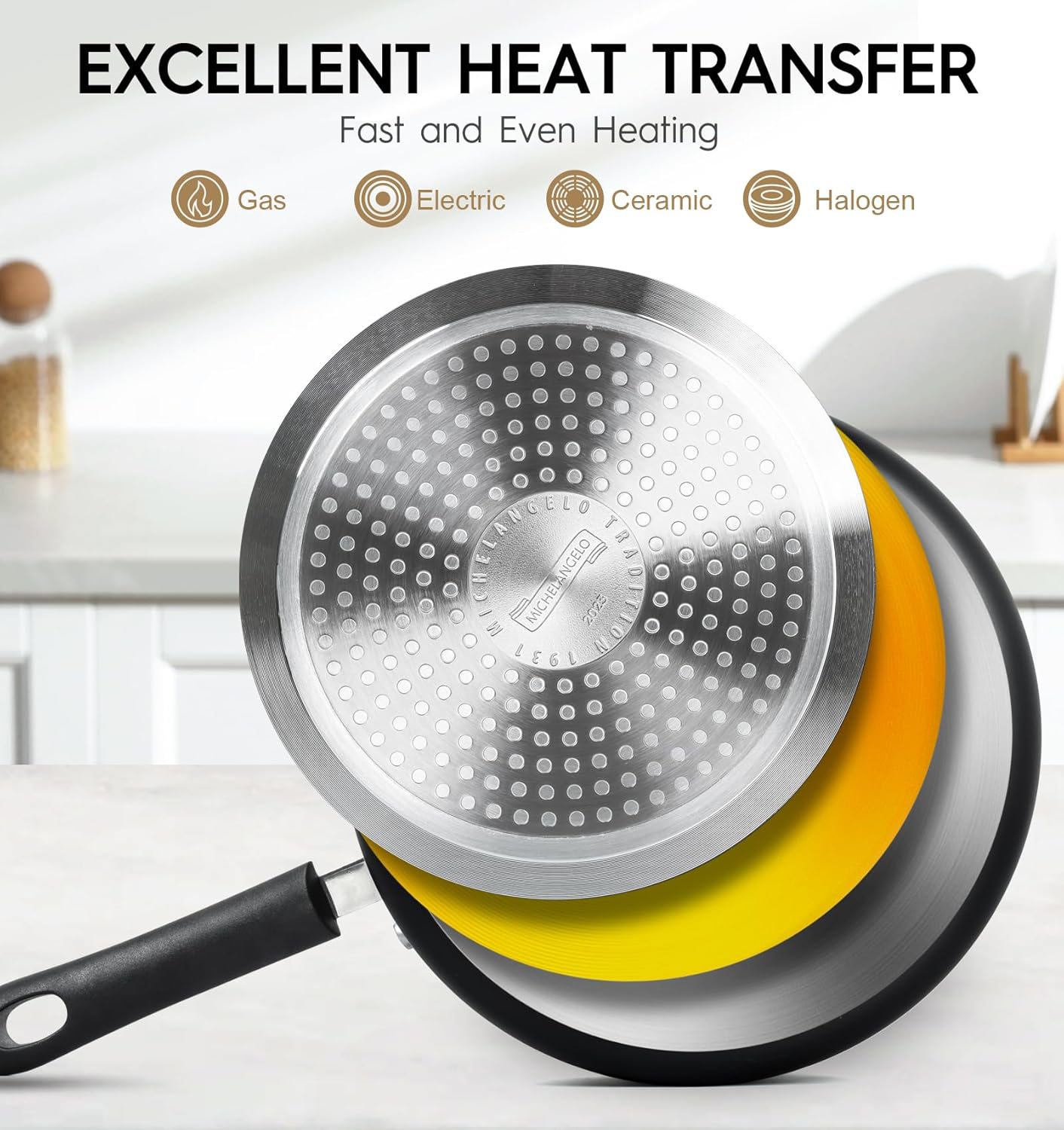 MICHELANGELO Nonstick Sauce Pan with Lid, 1QT & 2QT Ceramic Saucepan Set with Steamer, Small Copper Saucepans Set, Multipurpose Sauce Pots for Cooking, PFAS-FREE, Dishwasher Safe - Culinary Roots