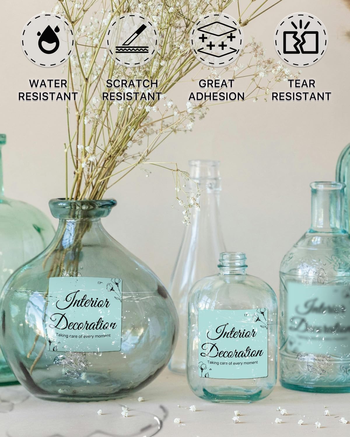 iEager Green Square Thermal Label Stickers, 3" x 3" Self-Adhesive Square Direct Thermal Labels with Perforation Line, 500 Sheets/Roll