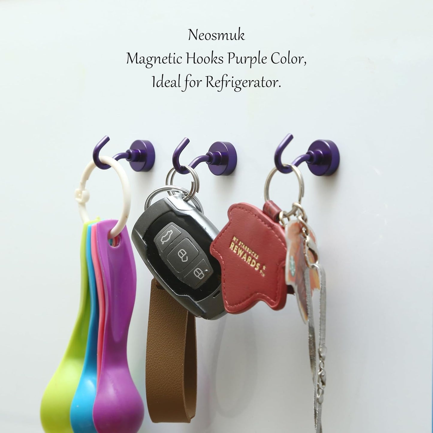 Neosmuk Magnetic Hooks,30lb+ Heavy Duty Earth Magnets with Hook for Refrigerator, Extra Strong Cruise Hook for Hanging, Magnetic Hanger for Curtain, Grill (Purple, 15 Pack)