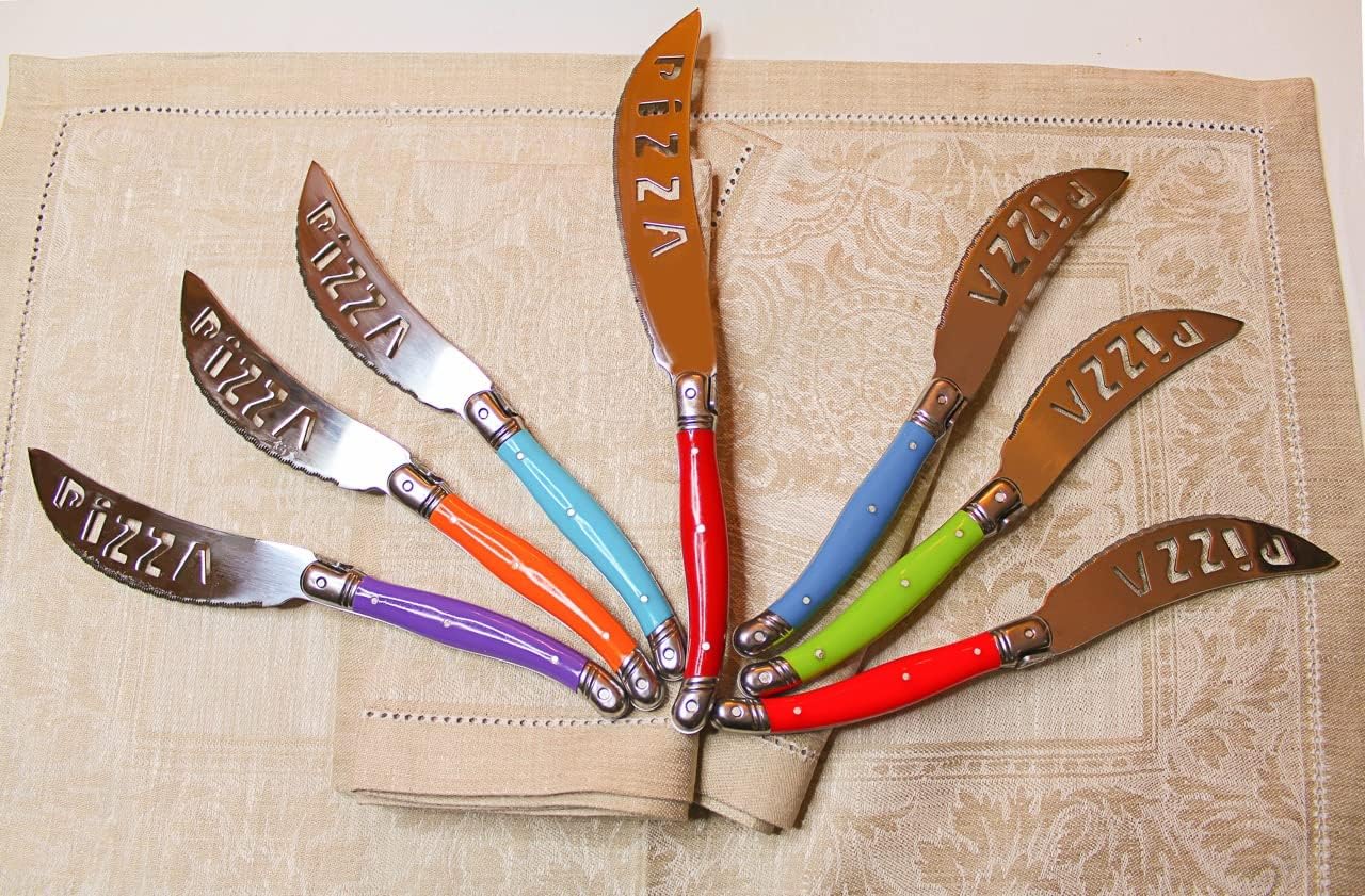 Laguiole 7-Piece Pizza Cutter Set Stainless Steel Smooth Cutting Dishwasher Safe Luxurious Sharp Knife Set for Parties (Rainbow) - Culinary Roots
