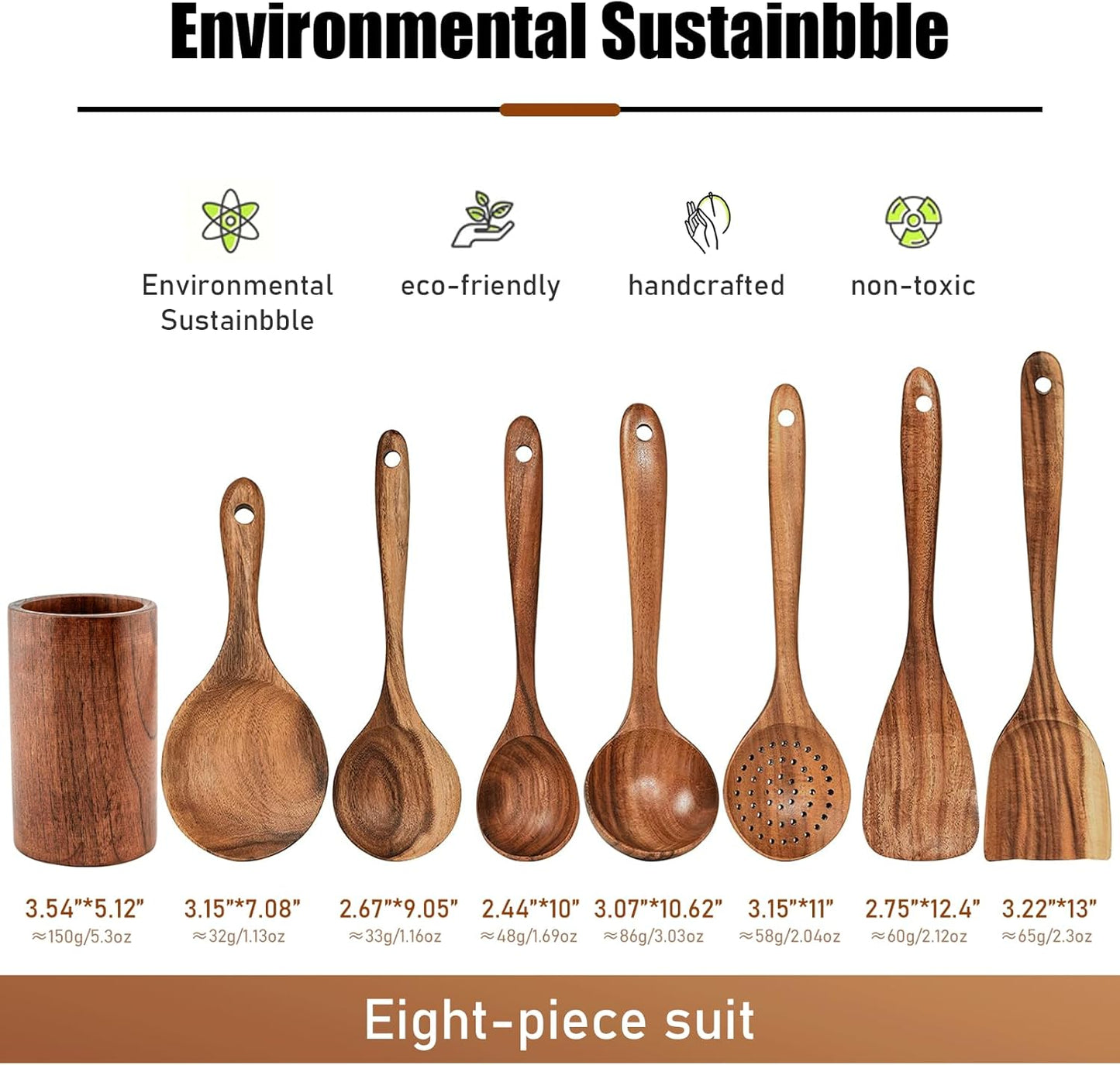 FJNATINH Wooden Spoons for Cooking, 8 Pcs Nonstick Wooden Cooking Utensils Set,Nonstick Natural and Healthy Kitchen Utensil（8 Pcs） - Culinary Roots