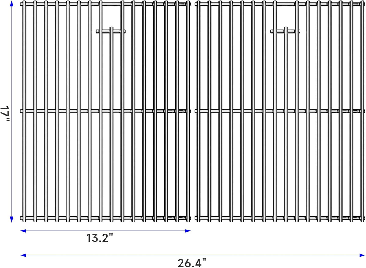 17/17.5/19.5 Inch Stainless Steel Cooking Grill Grates, Nexgrill Replacement Parts for Nexgrill 4 Burner 720-0830H, 720-0783E, 720-0783C Kenmore Uniflame, BBQ Grids Grillgrates, 17"D x 26.4"W