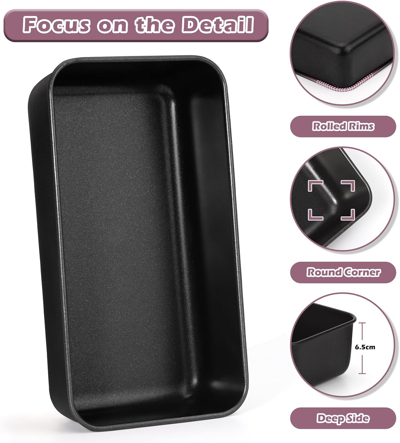 P&P CHEF Loaf Pan Set, 9 x 5 Inch Bread Pans, Stainless Steel Loaf Toast Baking Pans For Bread Meatloaf Lasagna Cake, Healthy & Non Toxic, Oven & Dishwasher Safe,(Black, 2Pcs) - Culinary Roots