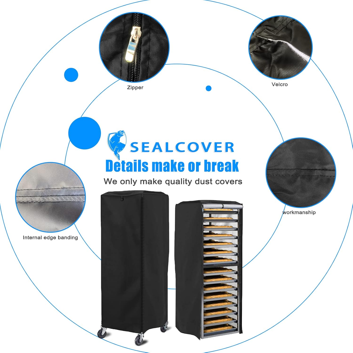 Sealcover Pan Rack Cover, High Density Waterproof and Dustproof Bread Rack Cover, 23"x28"x64", Bakery Single Rack Covers. - Culinary Roots