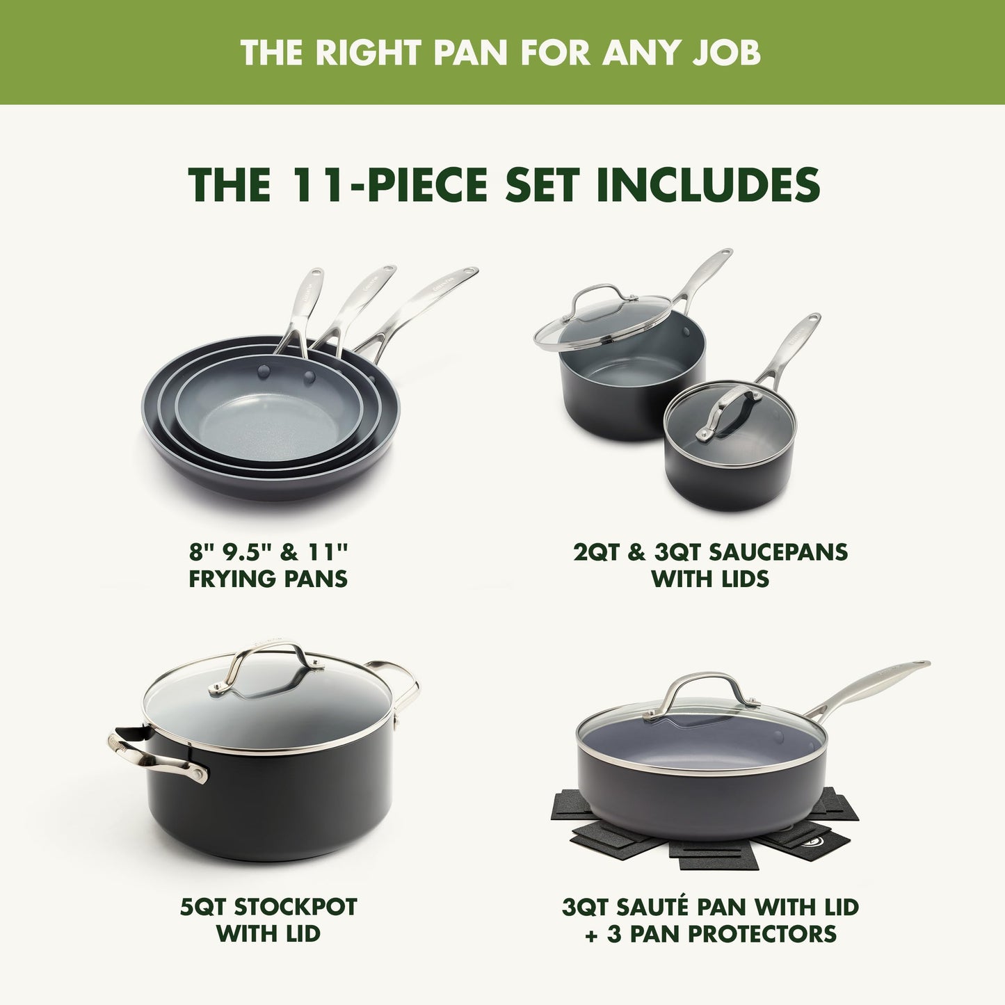 Valencia Pro 11 Piece Cookware Set Ceramic Nonstick Pots & Pans