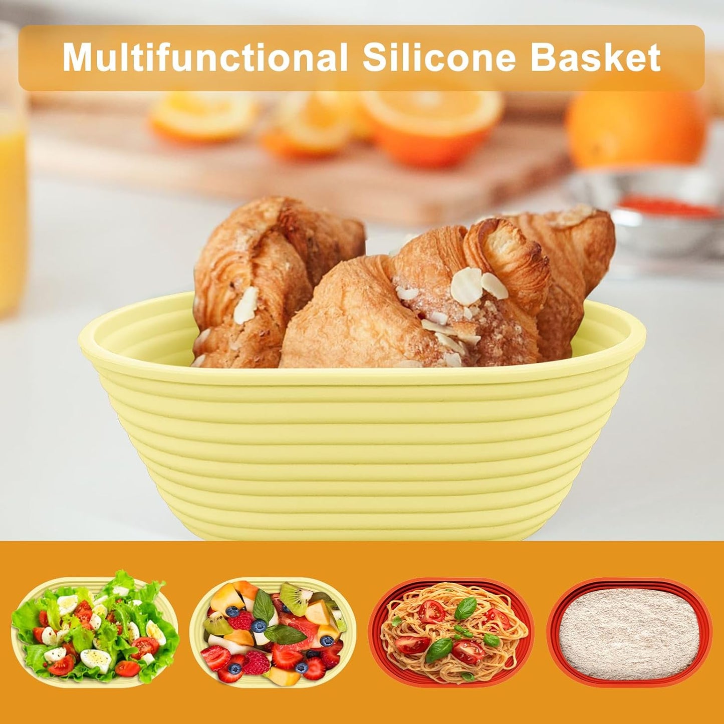 Silicone Banneton, Sourdough Bread Baskets (Set of 6, 6.5 Inch), Oval Proofing Bread Bowls with Starter Kit, Bread Making Baking Supplies - Culinary Roots