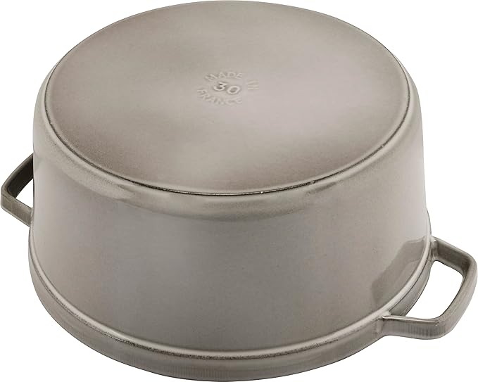 STAUB Cast Iron Roaster/Cocotte, Round, 8.35 L, Graphite Grey, 30 cm